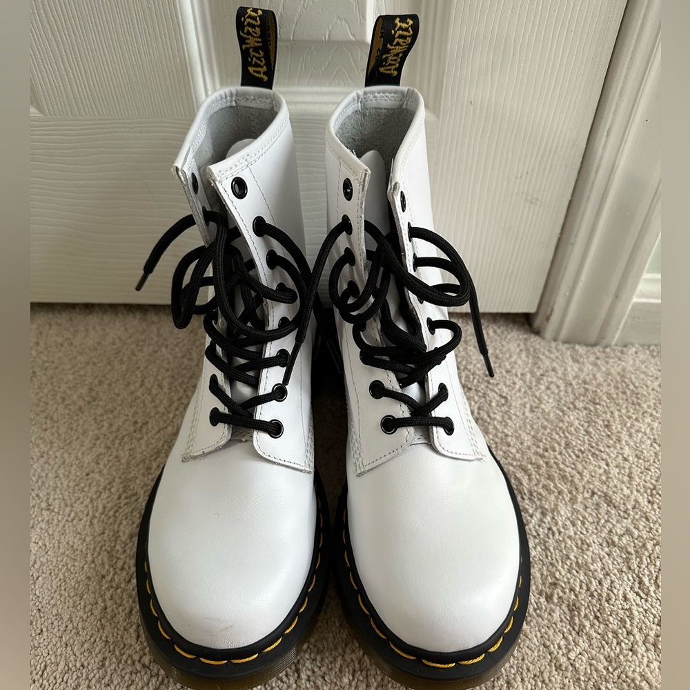 Dr. Martens: 1460 Pascal White Leather 8-Eye Boots